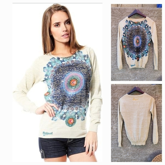 Desigual multicolored‎ classic hip-length sweater - Picture 1 of 5